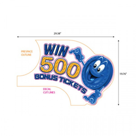 BAY TEK TOP BONUS BLUE 500 CHECKER DECAL